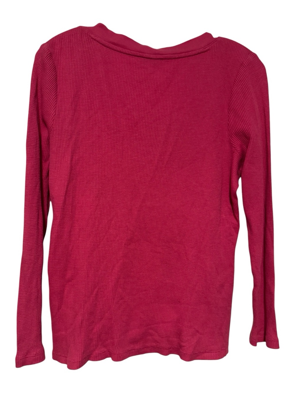 Sundance Catalog Pink Waffle Thermal V-Neck Long Sleeve Top Petite XL - Picture 3 of 4